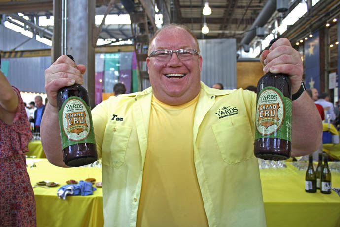 Yards Brewing Company s Tom Kehoe proudly showed off the bre