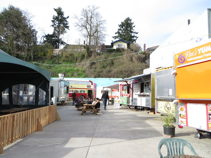 A view from the Thirty Barn of the Rose City Food Park.
