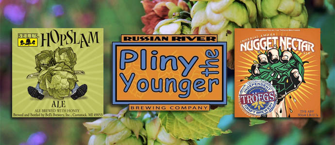 Spring Beer Face-Off: Pliny the Younger, Hopslam Ale & Nugget Nectar