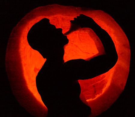 drunk pumpkin carving